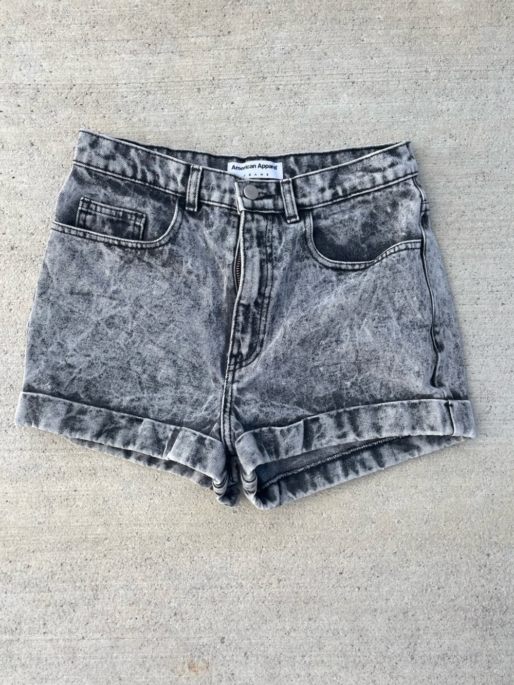 American Apparel Acid-Wash Rolled Hem Denim Shorts